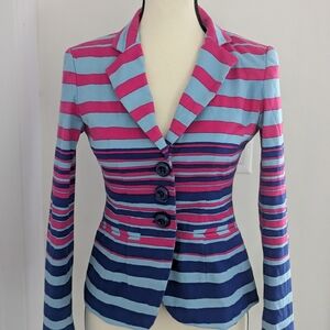 Nanette Lepore Pink and Blue Striped Blazer